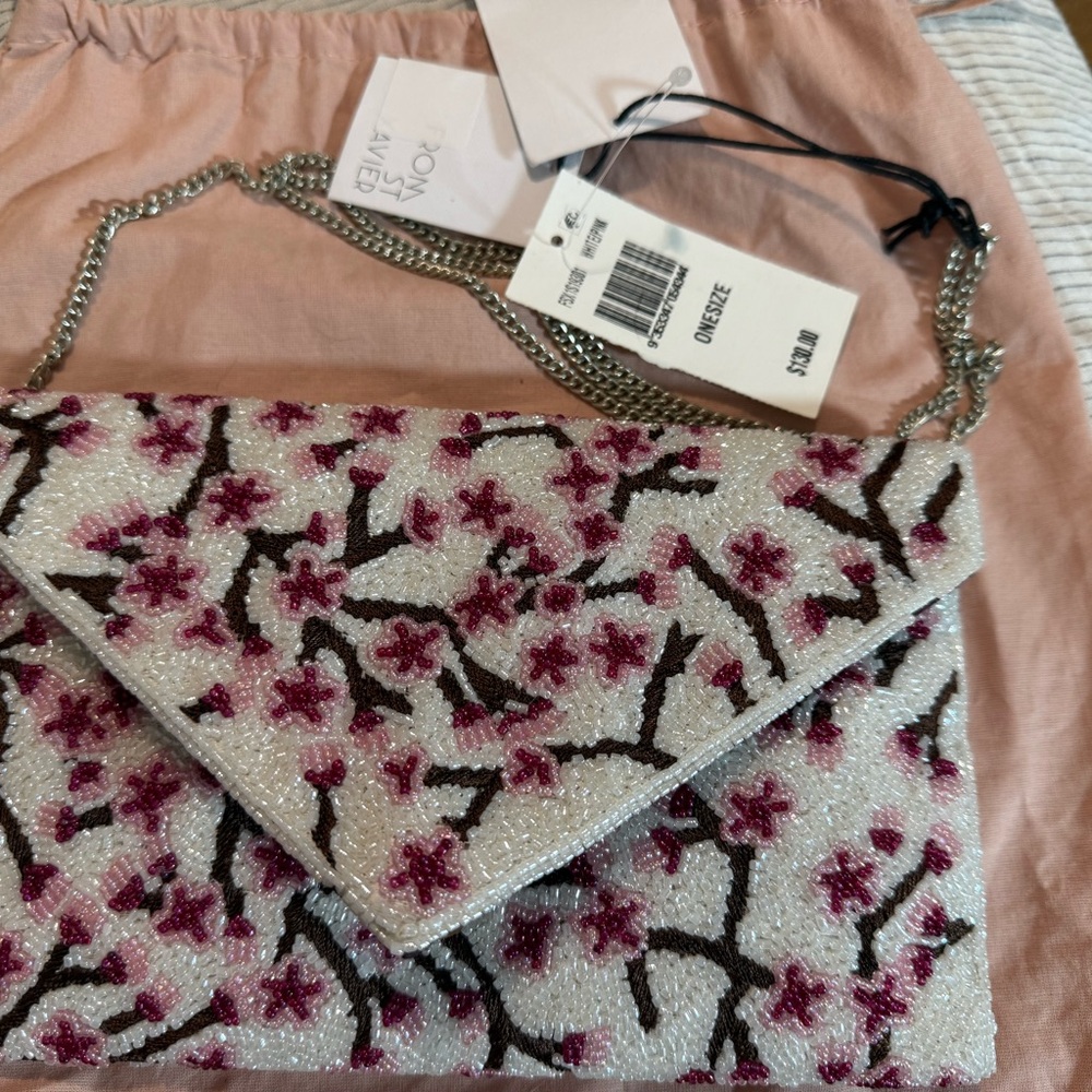 Beaded Cherry Blossom Envelope Clutch – Pink Floral Evening Bag NWT - Picture 3 of 3